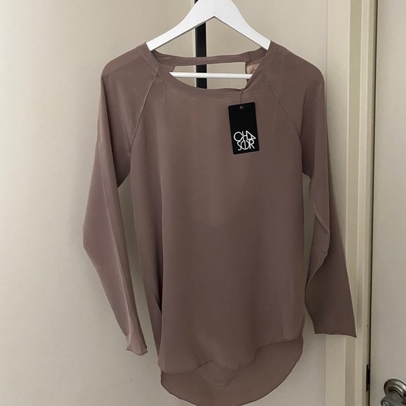 Chaser Tops - CHASER Silk Taupe Open Back Top